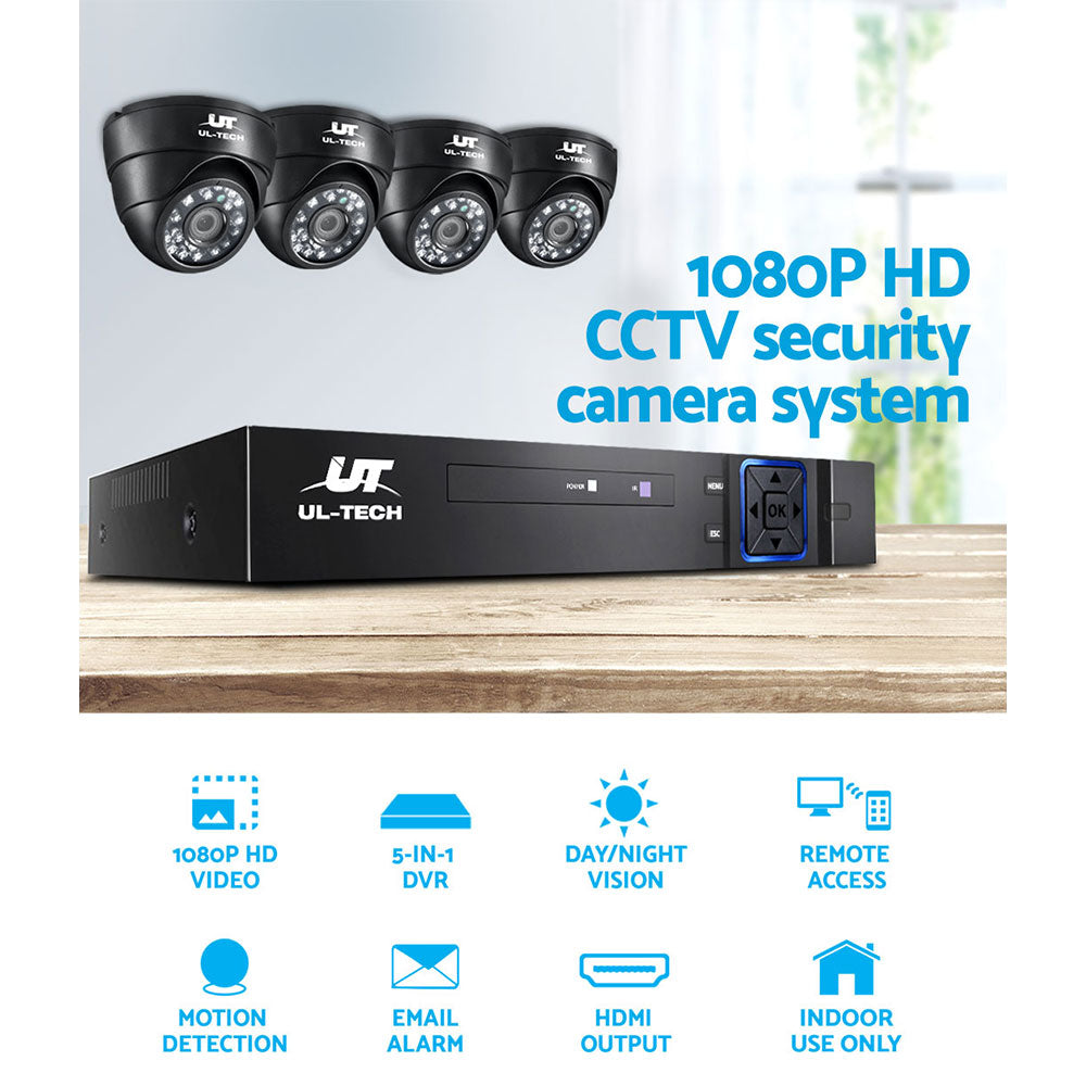 UL-tech CCTV Camera Security System Home 8CH DVR 1080P IP Day Night 4 Dome Cameras Kit-3