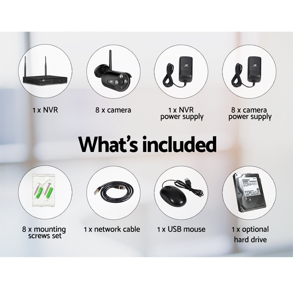 UL-tech CCTV Wireless Security Camera System 8CH Home Outdoor WIFI 8 Bullet Cameras Kit 1TB-2