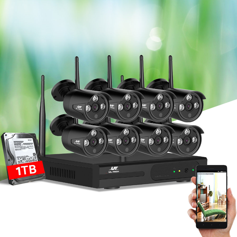 UL-tech CCTV Wireless Security Camera System 8CH Home Outdoor WIFI 8 Bullet Cameras Kit 1TB-6
