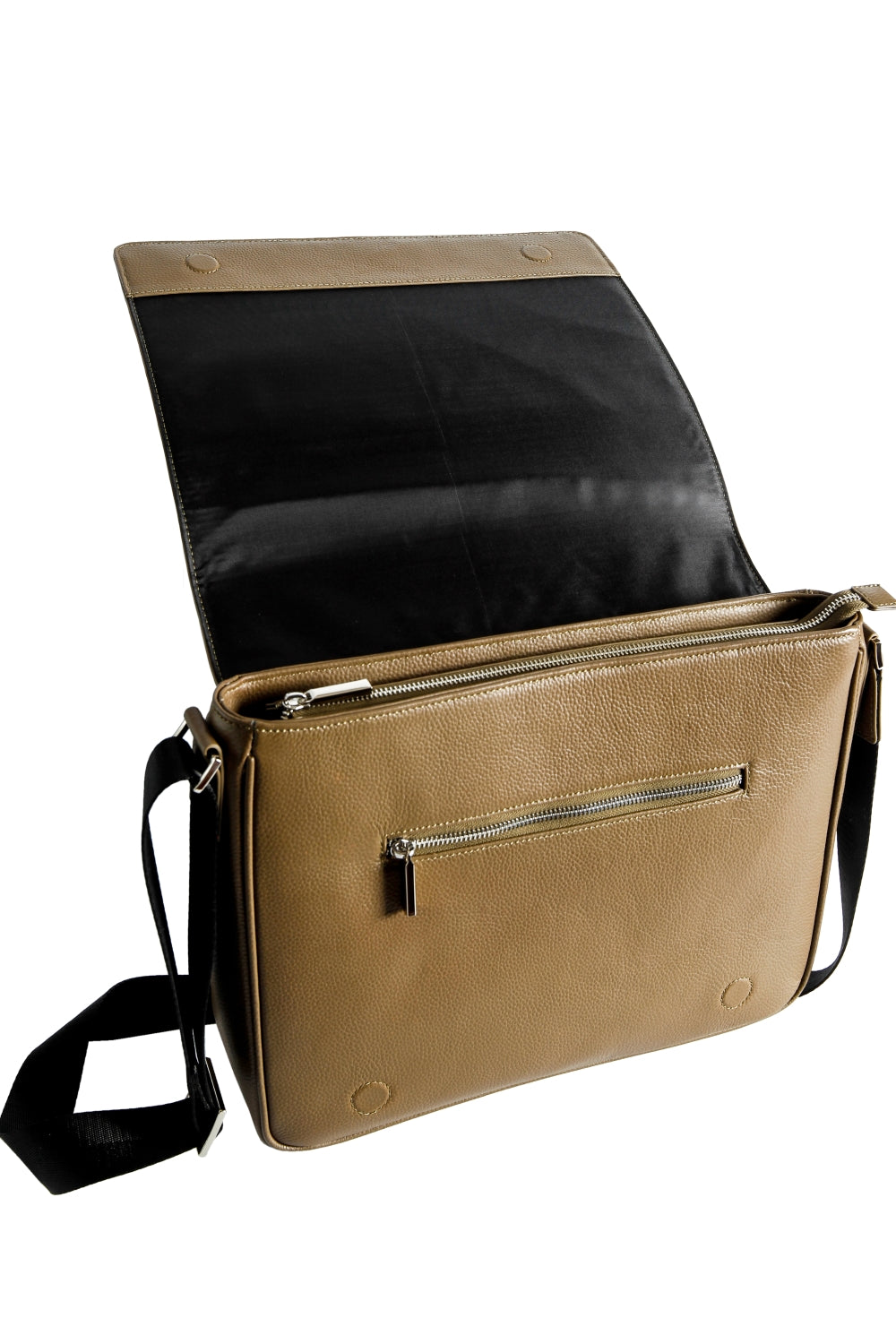 Unisex Vky Konstantine Large Leather Messenger Shoulder Bag Handbag - Taupe-3