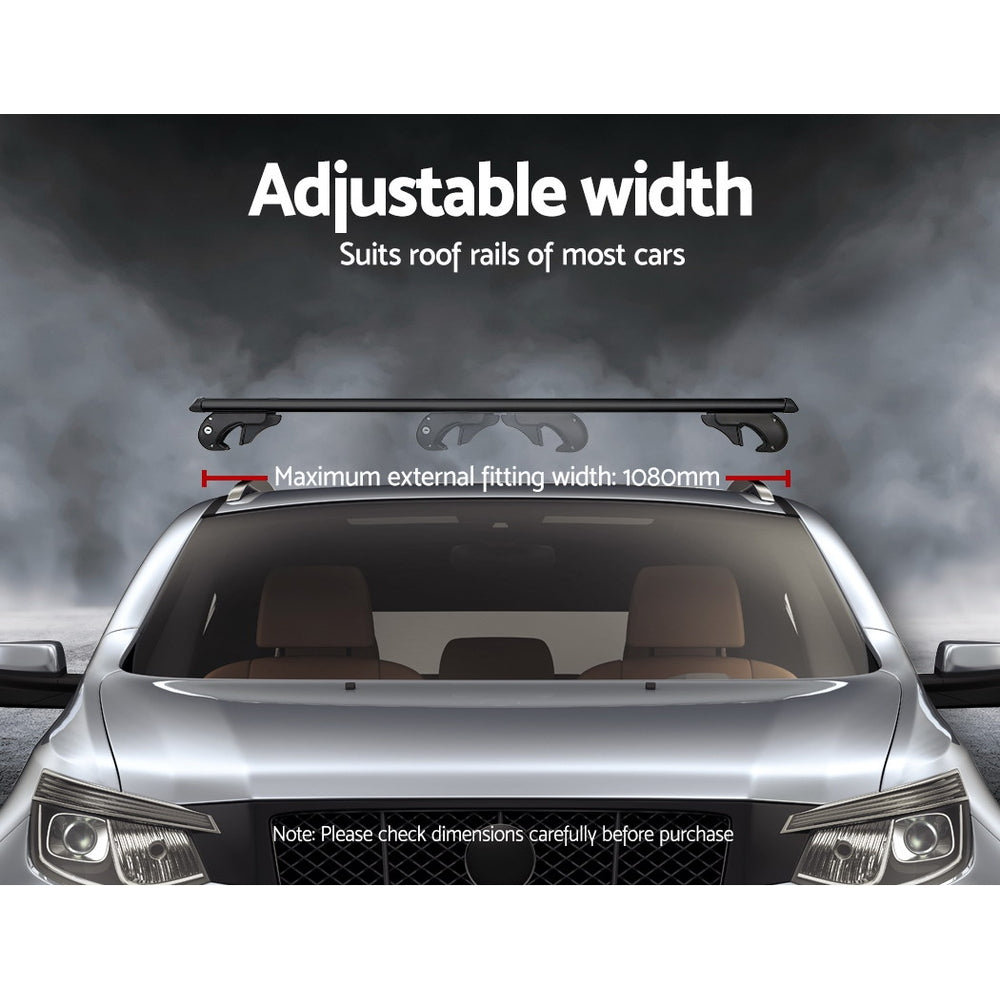 Universal Car Roof Rack 1080mm Cross Bars Aluminium Black Adjustable Car 90kgs load Carrier-4