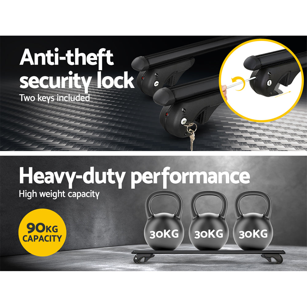 Universal Car Roof Rack 1080mm Cross Bars Aluminium Black Adjustable Car 90kgs load Carrier-5