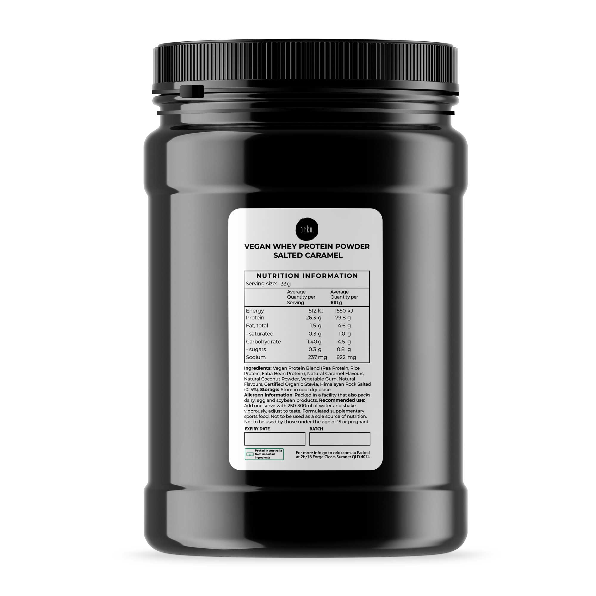 Vegan Whey Protein Powder Blend Jars - Salted Caramel Plant WPI/WPC Supplement-1