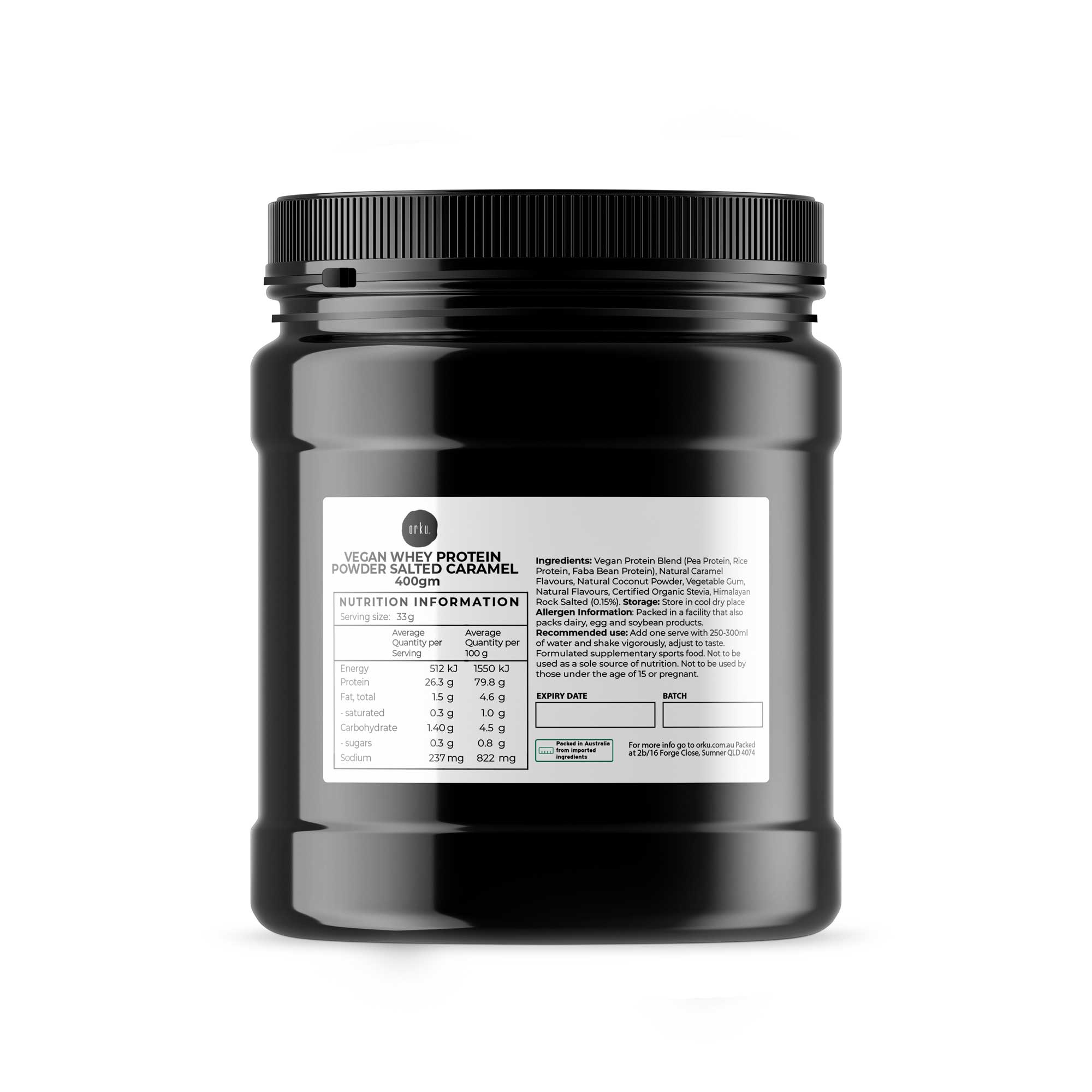 Vegan Whey Protein Powder Blend Jars - Salted Caramel Plant WPI/WPC Supplement-0