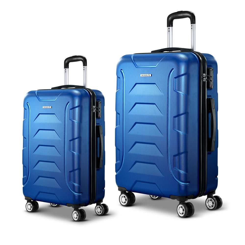 Wanderlite 2pc Luggage Travel Sets Suitcase Trolley TSA Lock Blue-2