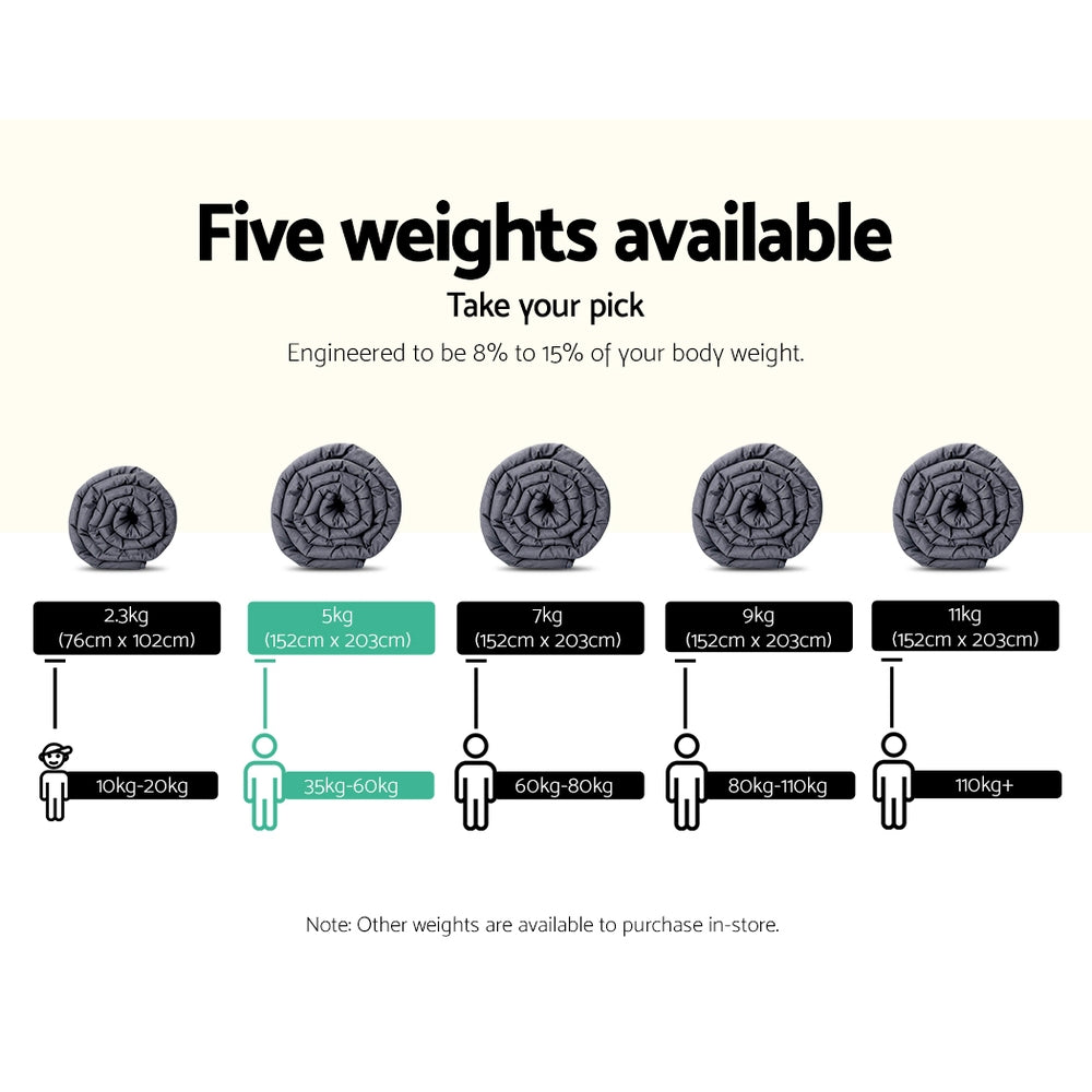 Weighted Blanket Adult 5KG Heavy Gravity Blankets Microfibre Cover Calming Relax Anxiety Relief Grey-2