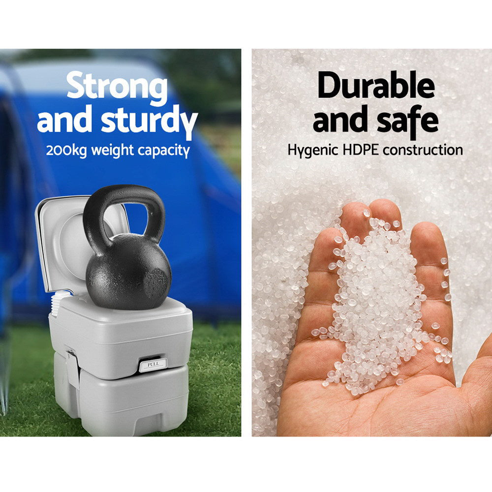 Weisshorn 20L Portable Outdoor Camping Toilet - Grey-2