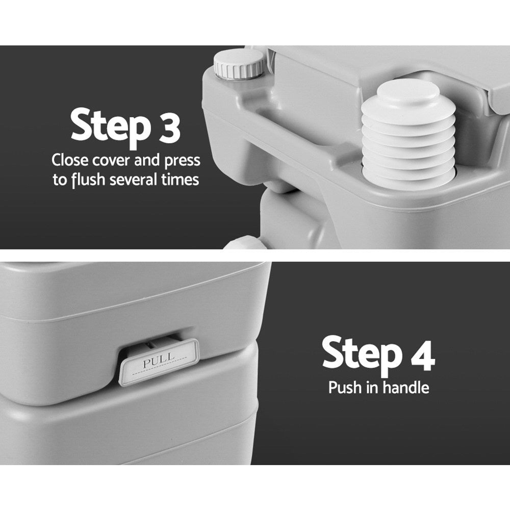 Weisshorn 20L Portable Outdoor Camping Toilet - Grey-5