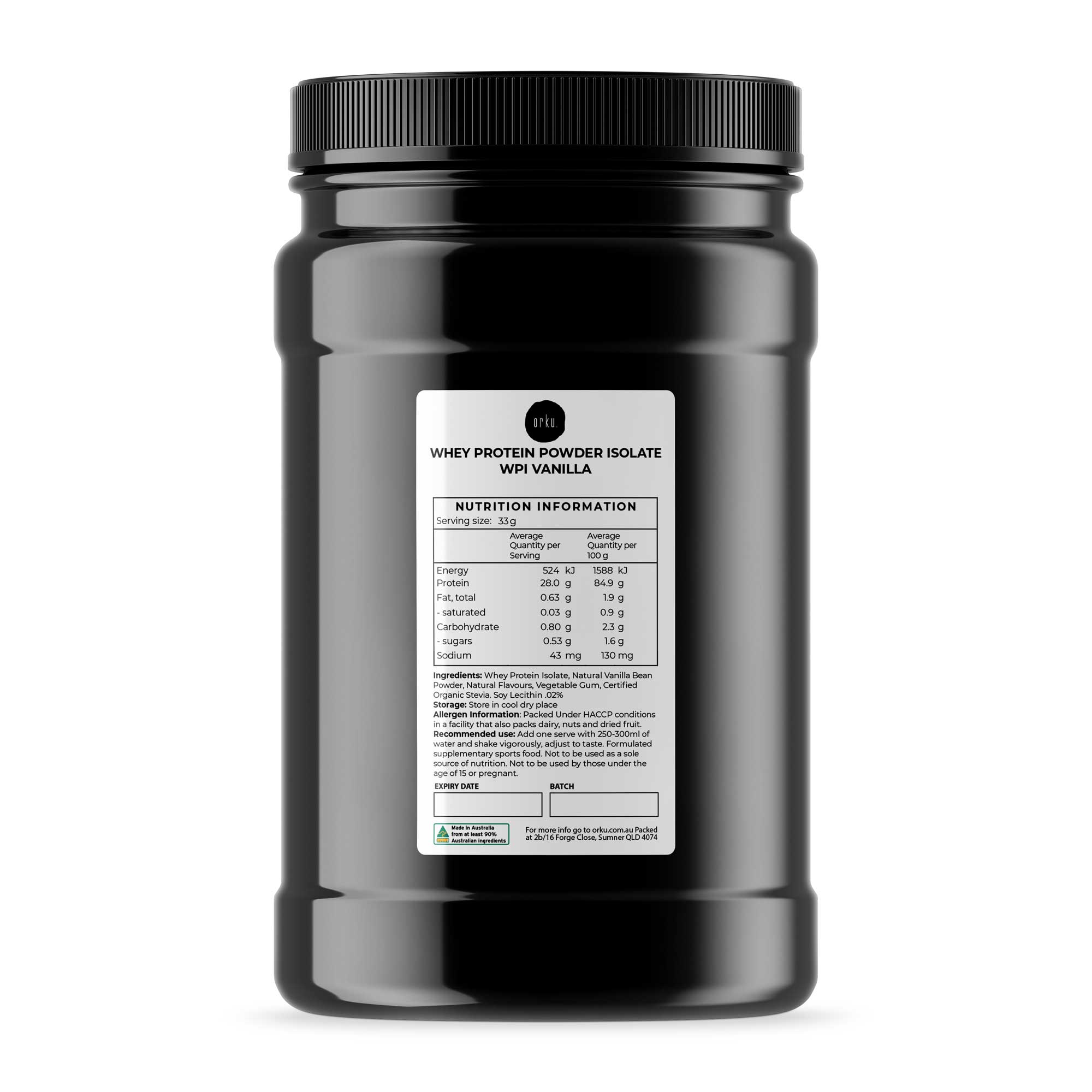 Whey Protein Isolate Powder - Vanilla Shake WPI Supplement Jar-0