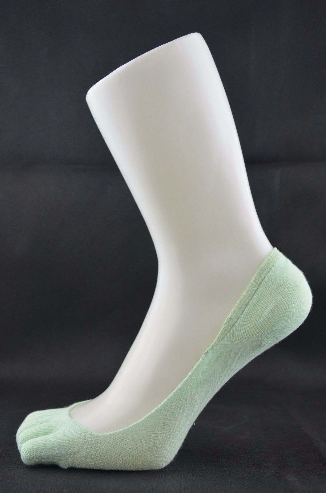 Womens Pair Invisible Anti Slip Five Toe Sock Footlets Sockettes Light Green-0