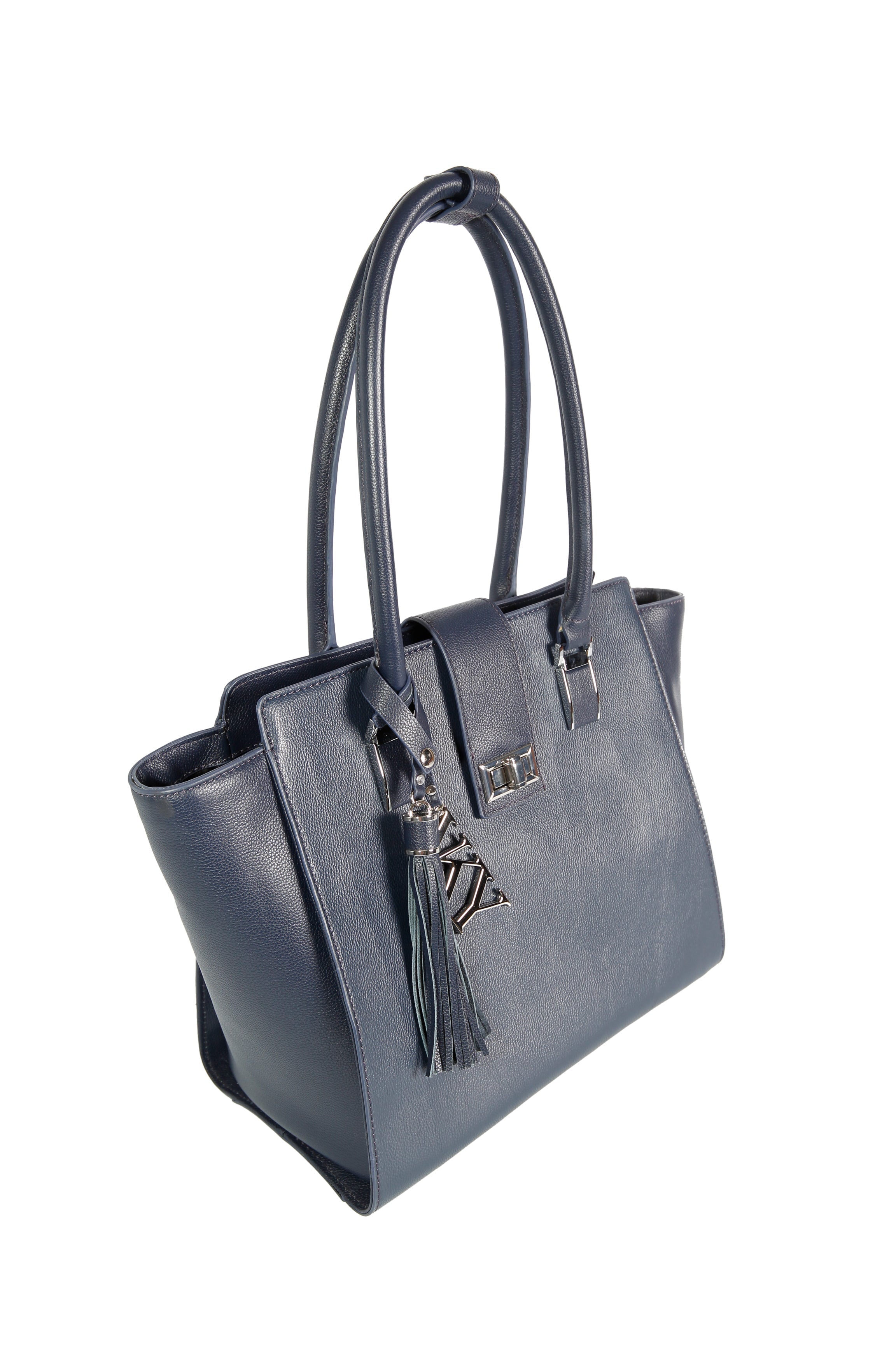 Womens Vky Original Victoria Trapeze Classic Leather Hand Bag Handbag - Navy-2