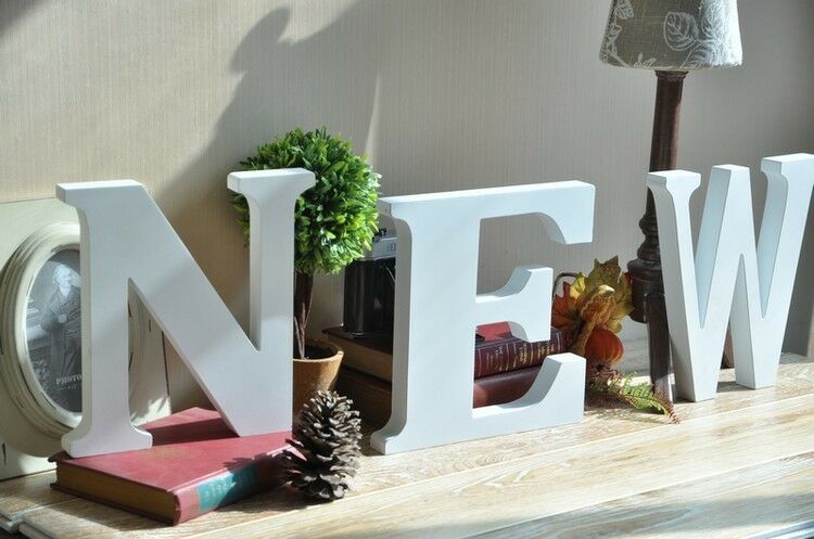 Wooden Letters Small 15cm White Alphabet Wedding Home Birthday - F-5