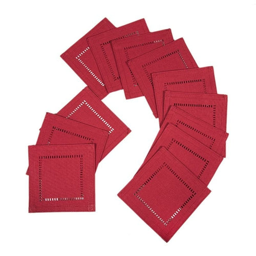 XD915918 Melrose Hemstitch Coaster 6"x6", Set of 12