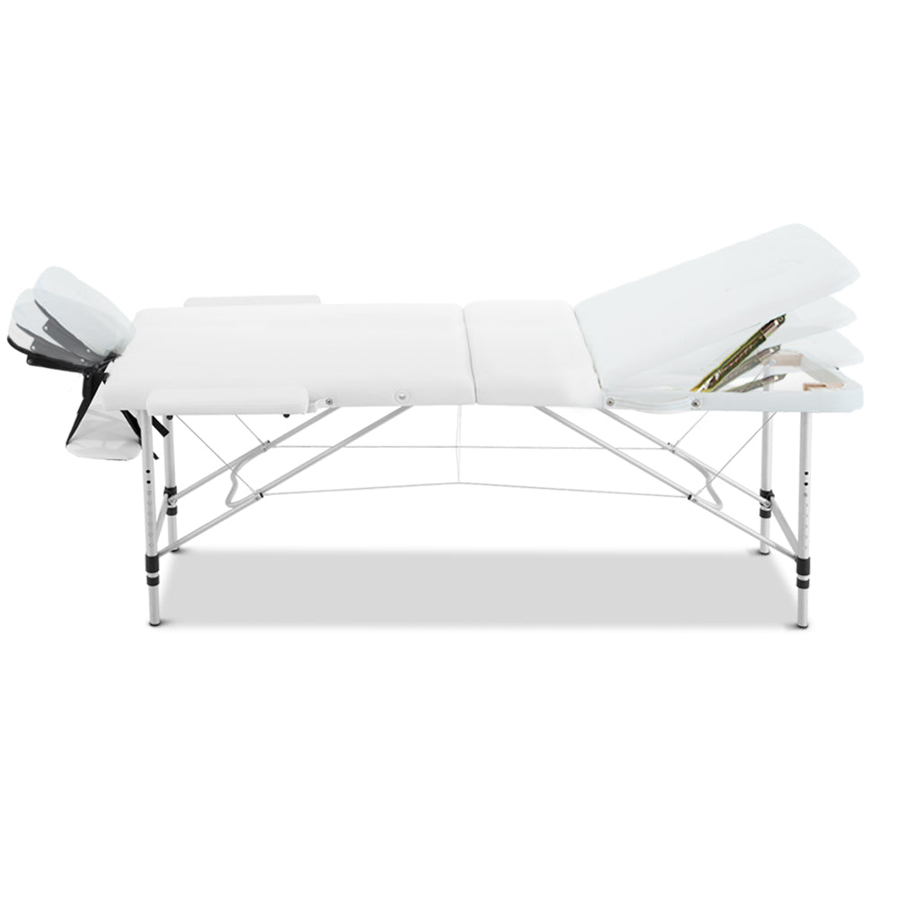 Zenses 3 Fold Portable Aluminium Massage Table - White-2