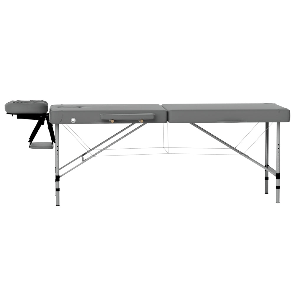 Zenses Massage Table Portable Aluminium 2 Fold Massages Bed Beauty Therapy 55cm-2