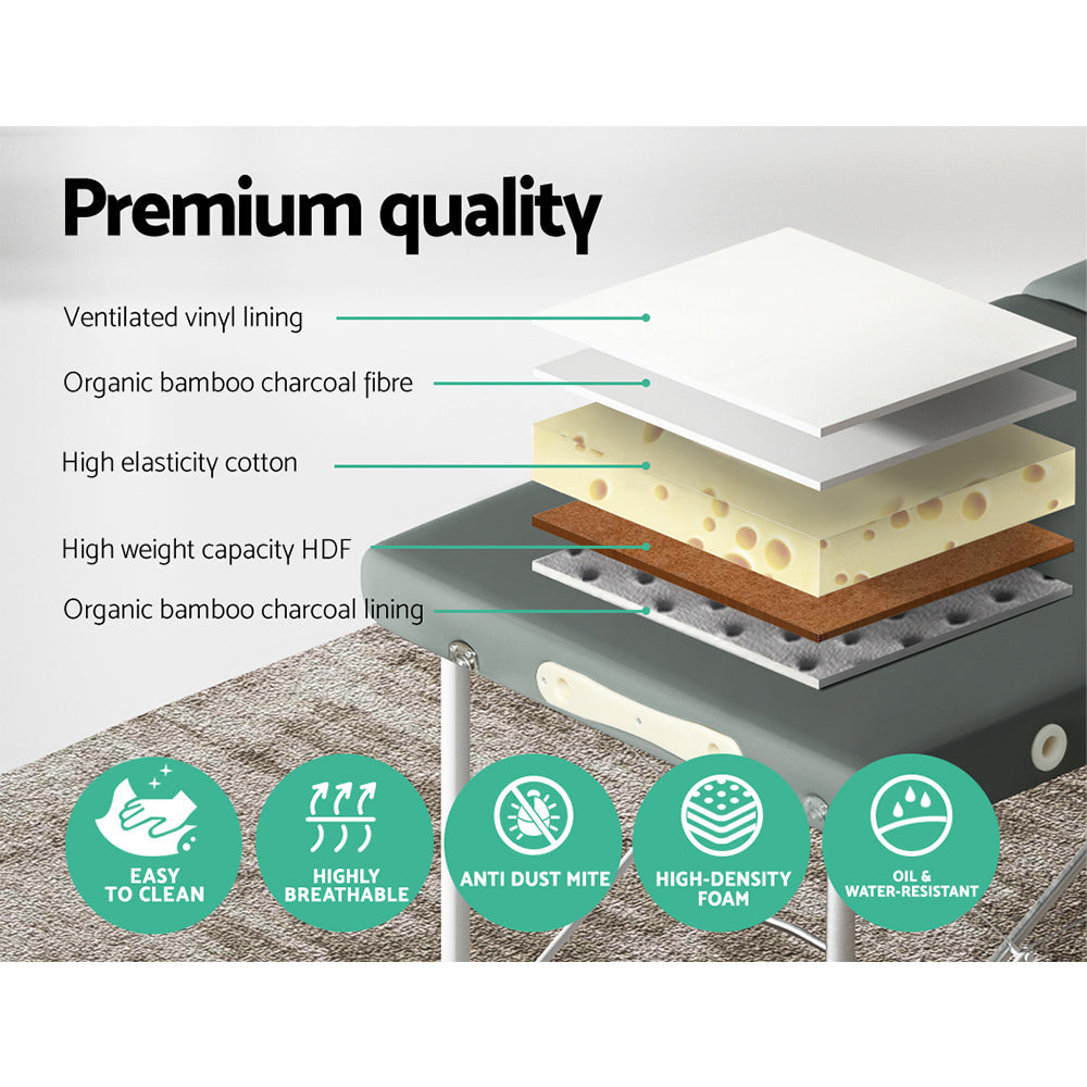 Zenses Massage Table Portable Aluminium 2 Fold Massages Bed Beauty Therapy 55cm-5
