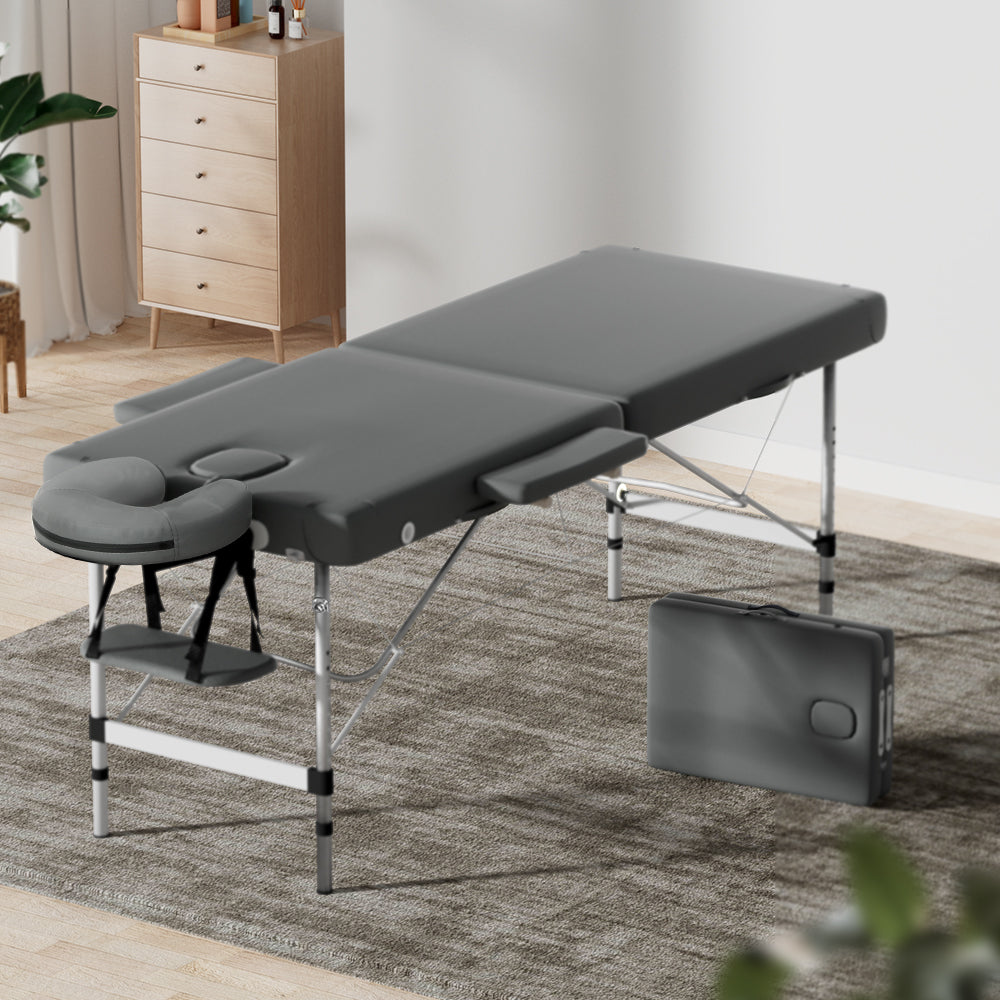 Zenses Massage Table Portable Aluminium 2 Fold Massages Bed Beauty Therapy 55cm-7