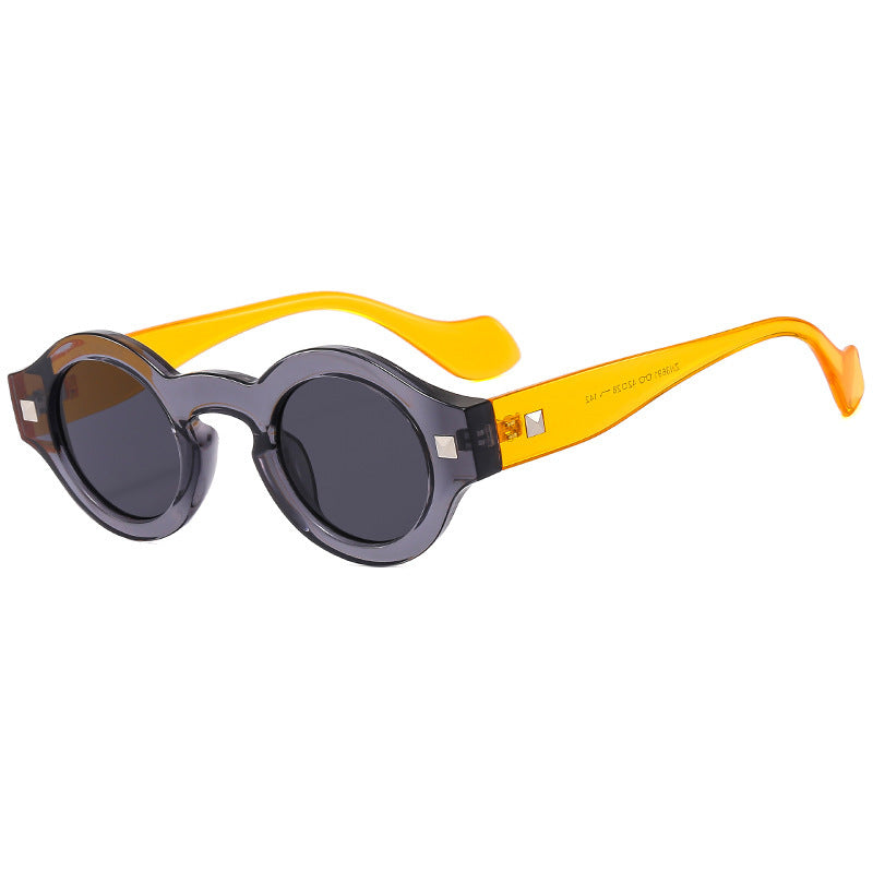 Retro Hawksbill Color Small Round Rim Glasses