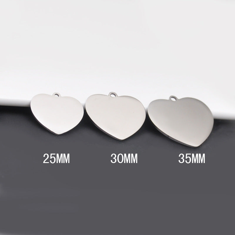 Stainless Steel Glossy Glossy Heart-shaped Brand Peach Heart Pendant Necklace Titanium Steel Metal Heart-shaped Pet Tag