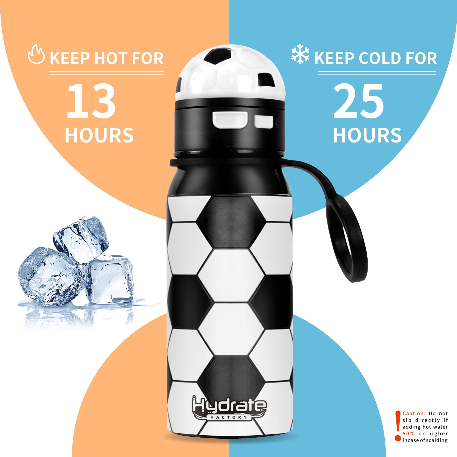 Hydrate Factory Soccer Water Bottle With Straw And Strap For Soccer Lovers