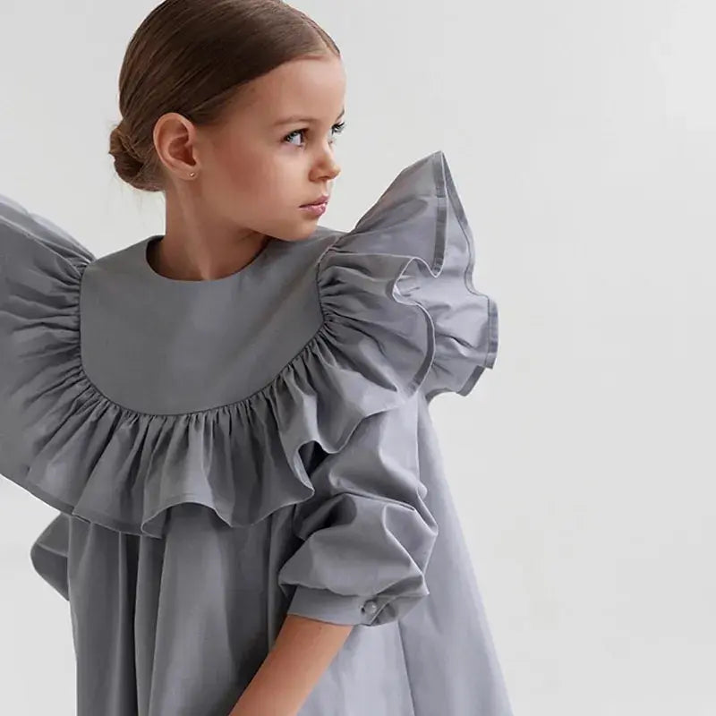 Baby Girl Cotton Ruffle Long Sleeve Dress