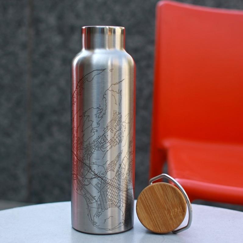 Hoboken - New Jersey Map Bottle with Bamboo Top