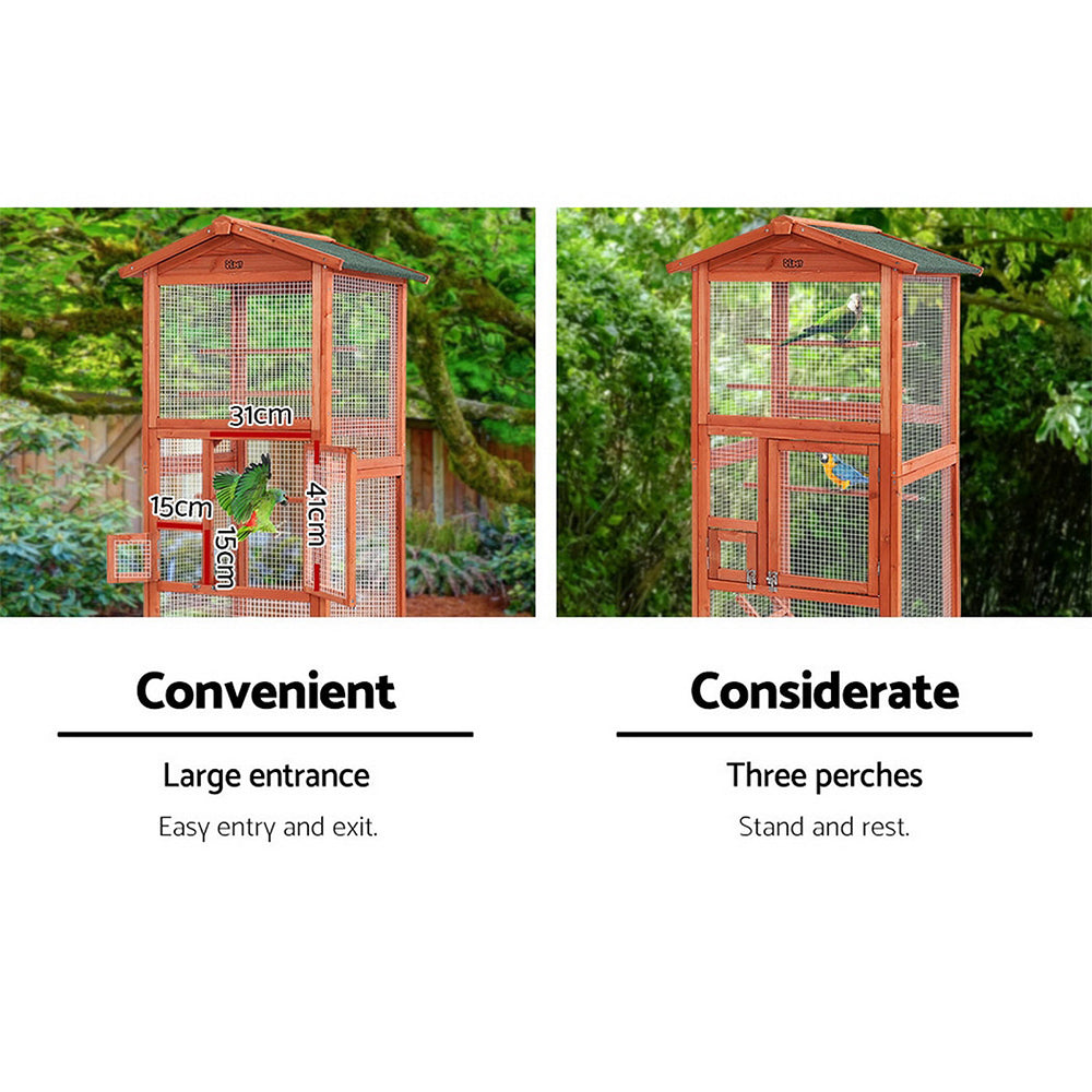 i.Pet Bird Cage Wooden Pet Cages Aviary Large Carrier Travel Canary Cockatoo Parrot XL-6