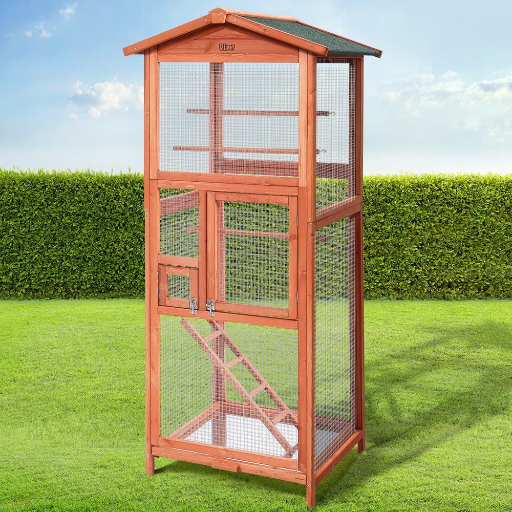 i.Pet Bird Cage Wooden Pet Cages Aviary Large Carrier Travel Canary Cockatoo Parrot XL-7