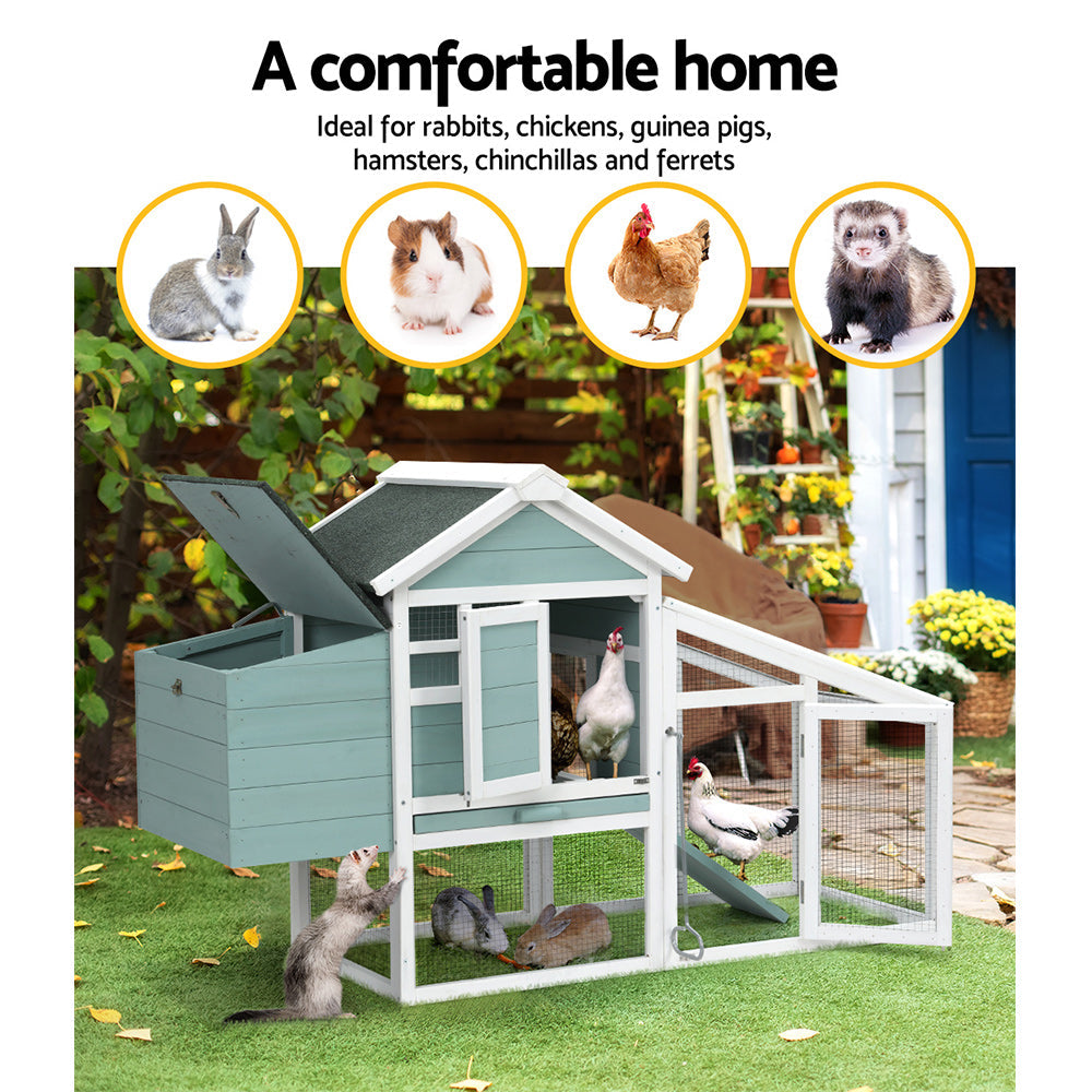 i.Pet Chicken Coop Rabbit Hutch Large House Run Cage Wooden Outdoor Pet Hutch-4