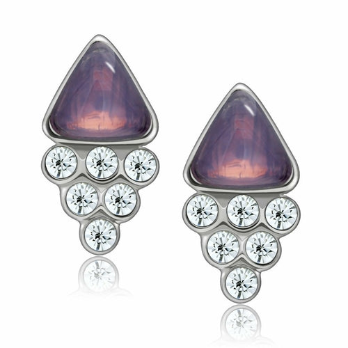 LO1979 - Rhodium White Metal Earrings with Top Grade Crystal in Clear