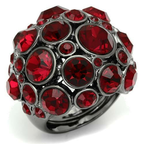 LO2501 - Ruthenium Brass Ring with Top Grade Crystal in Siam