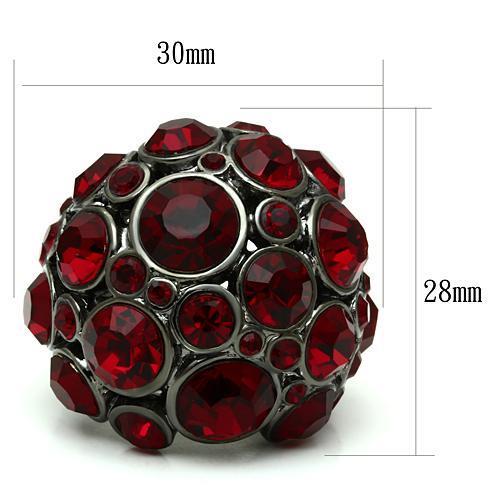 LO2501 - Ruthenium Brass Ring with Top Grade Crystal in Siam