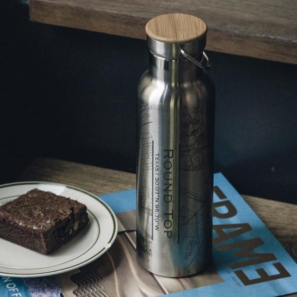 Round Top - Texas Map Bottle with Bamboo Top