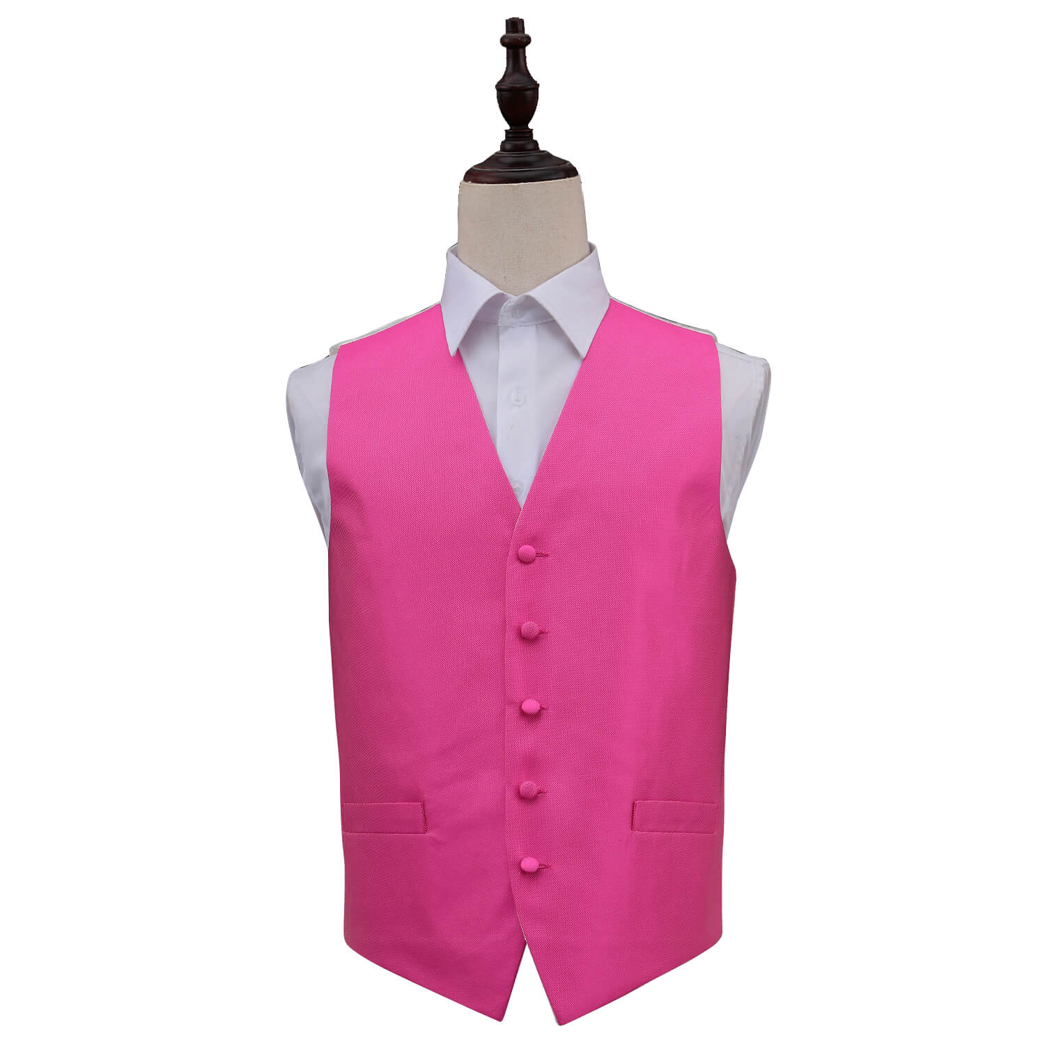 Solid Check Waistcoat - Fuchsia Pink, 36'