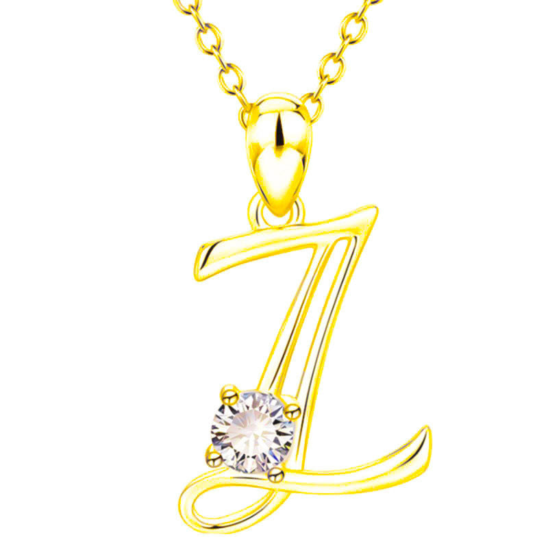 Fashion Gold Initial Letter Rhinestone Necklace