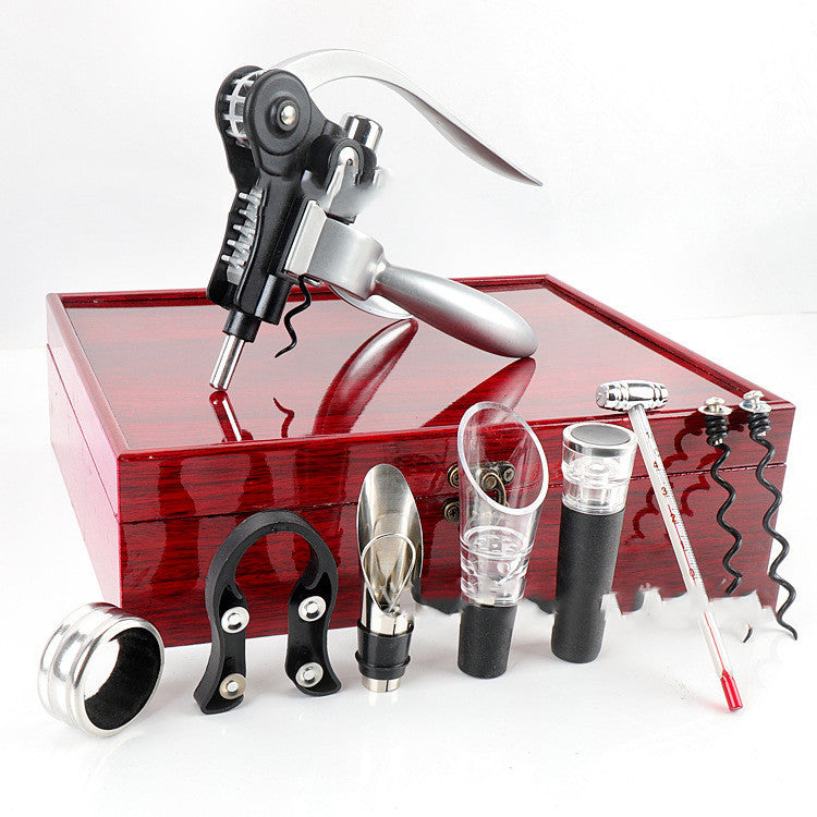 Red Bright Pattern Box Rabbit Head Red Wine Bottle Opener Wine Pourer Wine Set