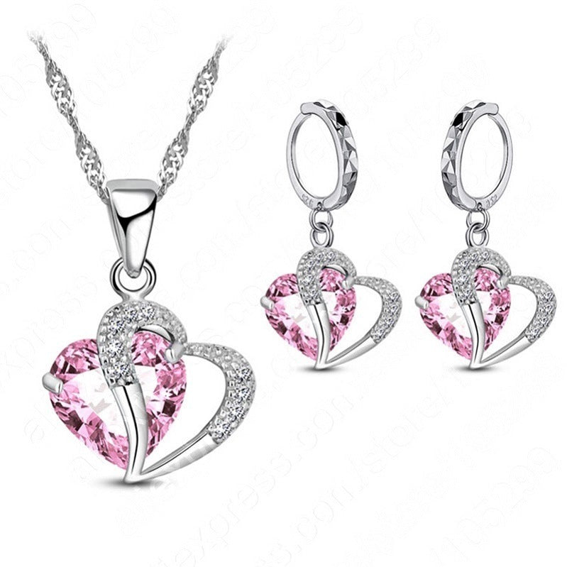 Heart-shaped Earrings Necklace Jewelry Set Decorations Wedding