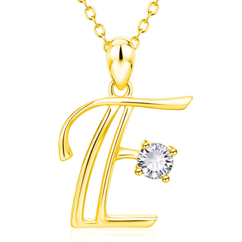 Fashion Gold Initial Letter Rhinestone Necklace