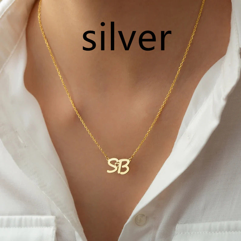 Stainless Steel Gold-plated Personalized Letter Pendant Necklace