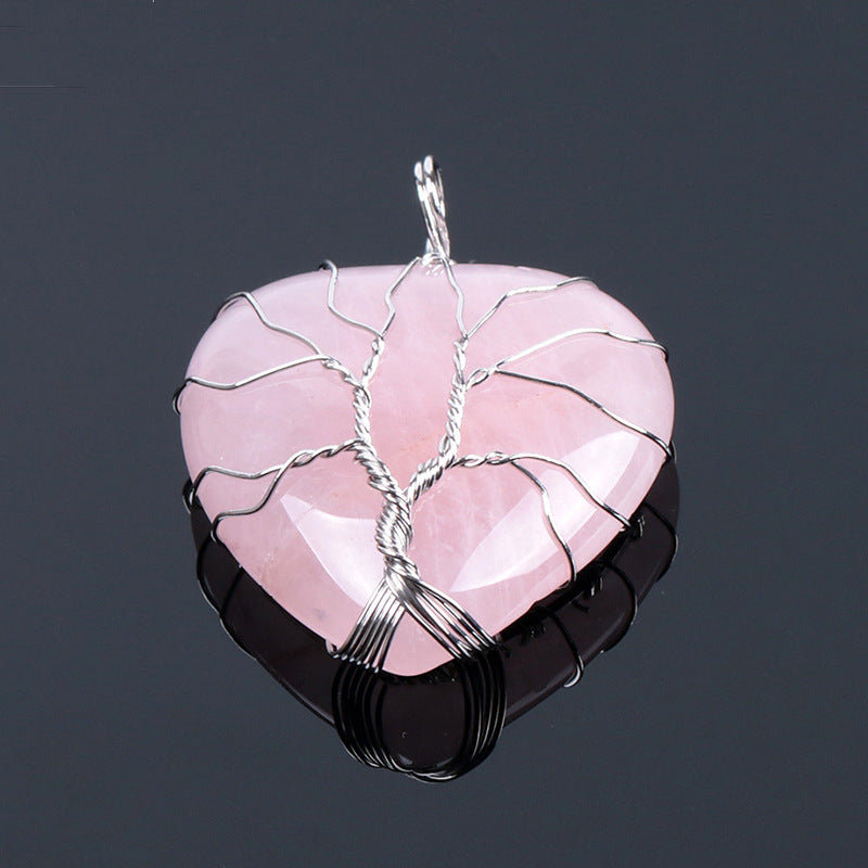 Women's Love Heart Pendant Natural Crystal Stone