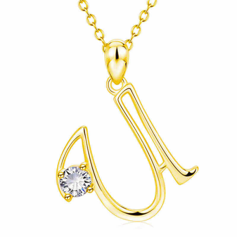 Fashion Gold Initial Letter Rhinestone Necklace