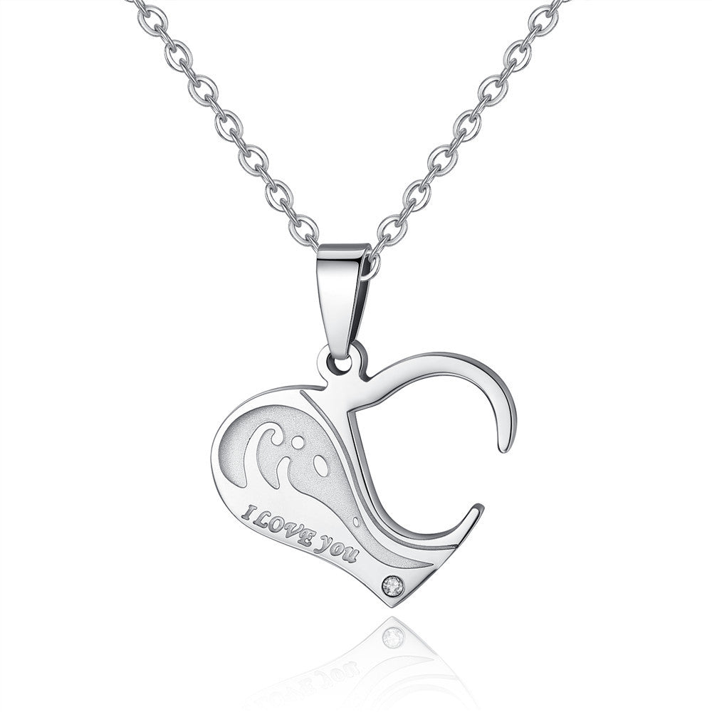 Titanium Steel Heart-shaped Puzzle Couple Necklace