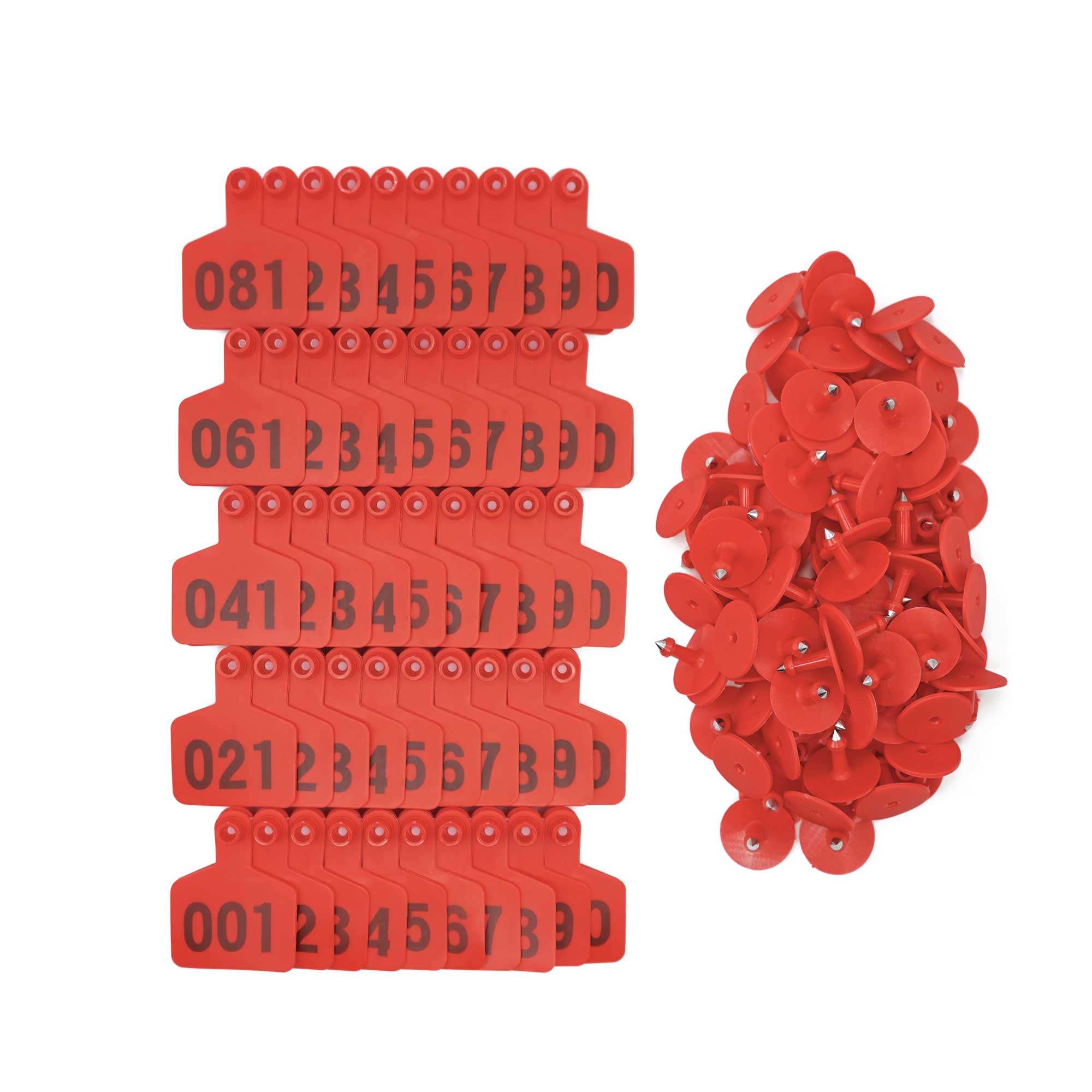 1-100 Cattle Number Ear Tags 5x4cm Set - Small Red Pig Goat Livestock Label-0