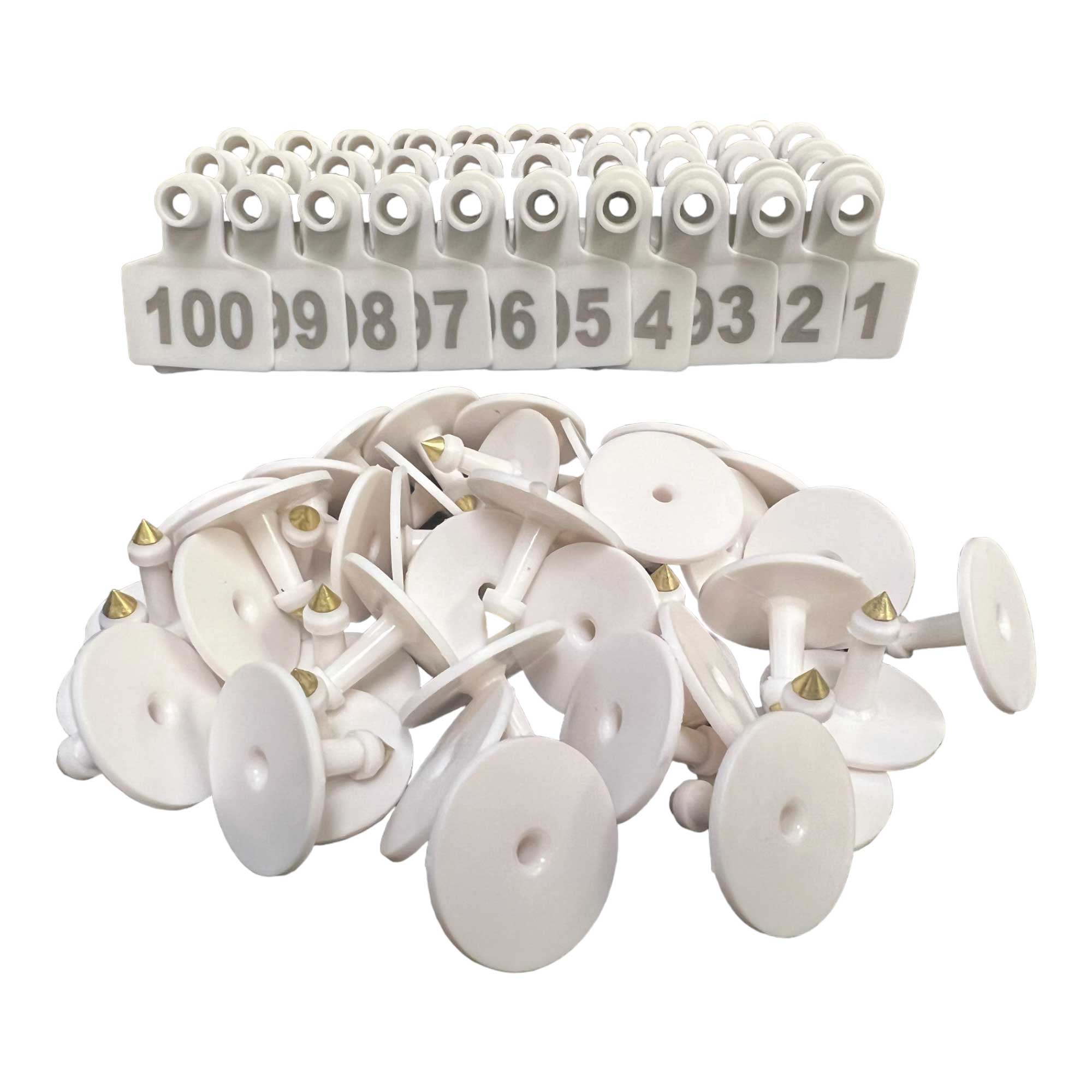 1-100 Cattle Number Ear Tags 5x4cm Set - Small White Pig Goat Livestock Label-0