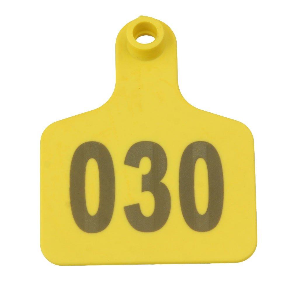 1-100 Cattle Number Ear Tags 5x4cm Set - Small Yellow Pig Goat Livestock Label-1