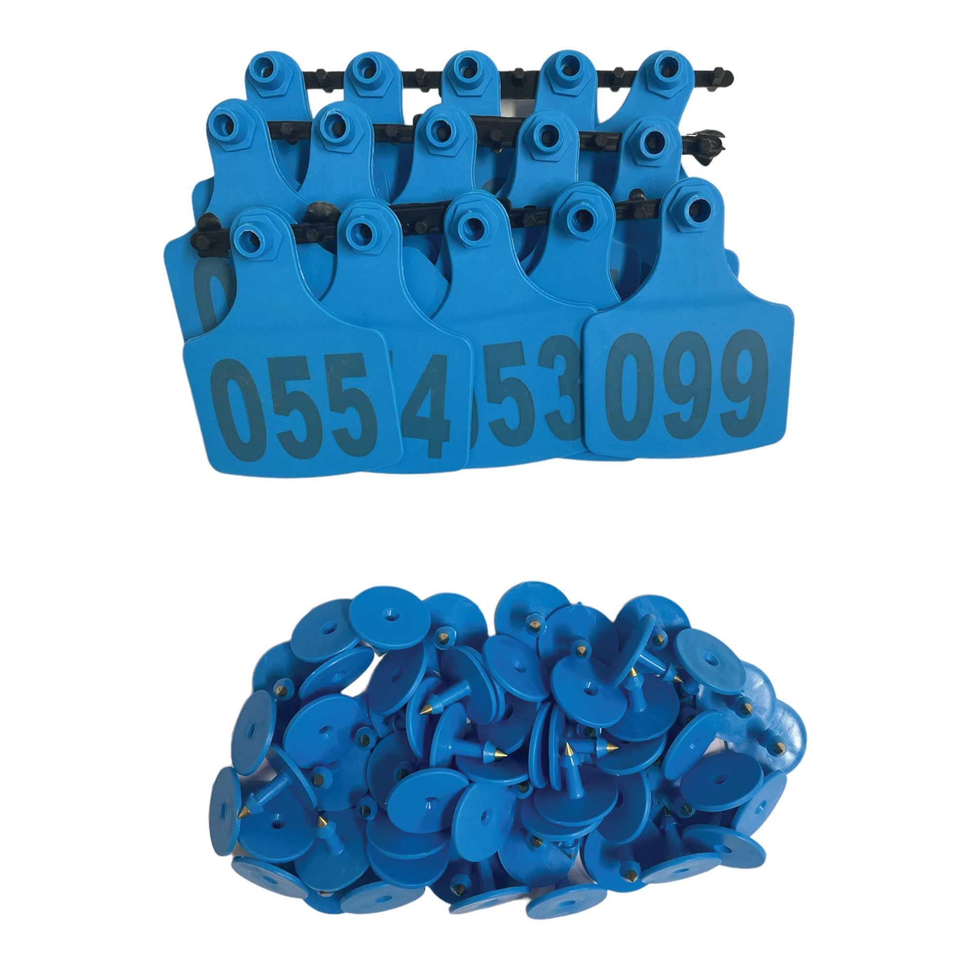 1-100 Cattle Number Ear Tags 7.5x10cm Set - XL Blue Cow Sheep Livestock Labels-0