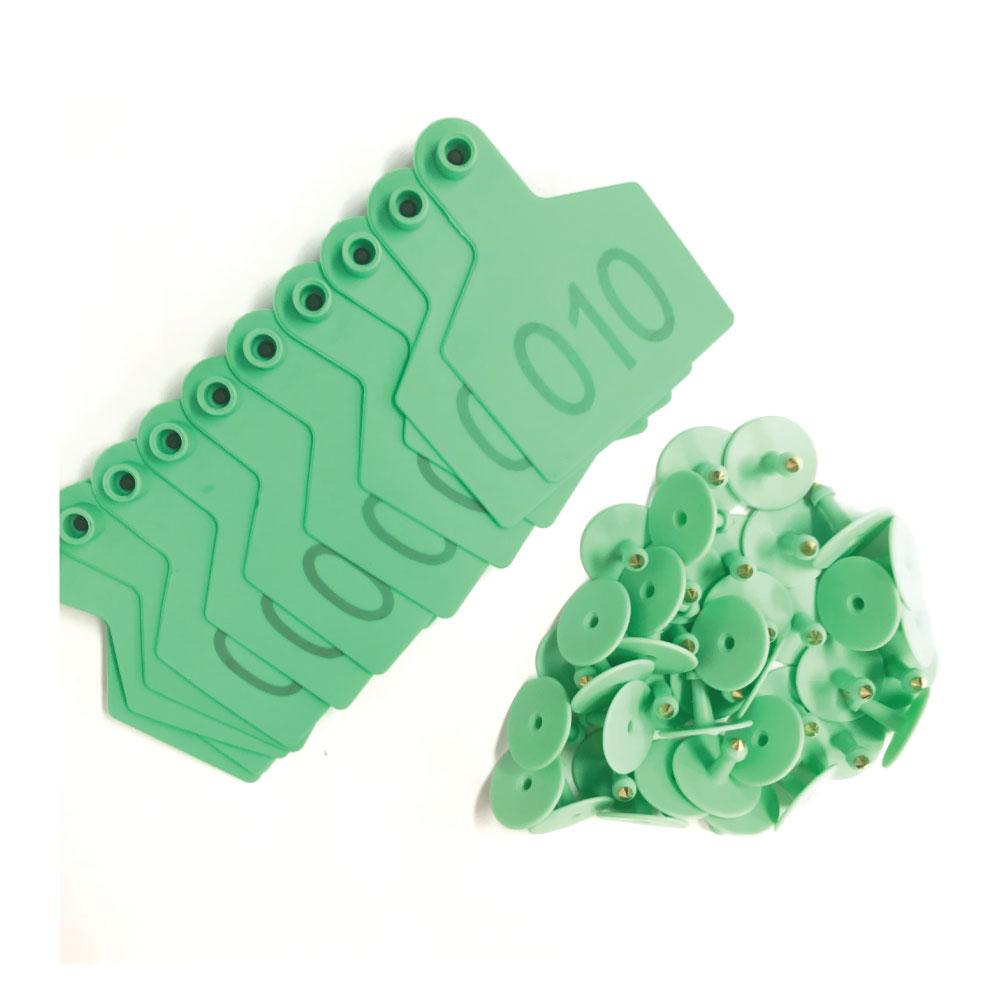 1-100 Cattle Number Ear Tags 7.5x10cm Set - XL Green Cow Sheep Livestock Labels-1
