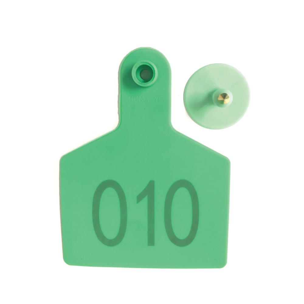 1-100 Cattle Number Ear Tags 7.5x10cm Set - XL Green Cow Sheep Livestock Labels-0