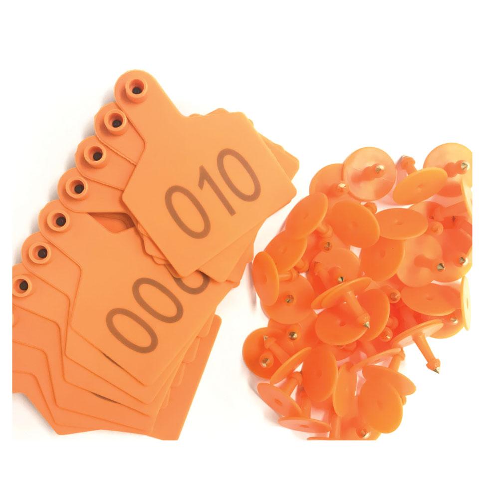 1-100 Cattle Number Ear Tags 7.5x10cm Set - XL Orange Cow Sheep Livestock Labels-1