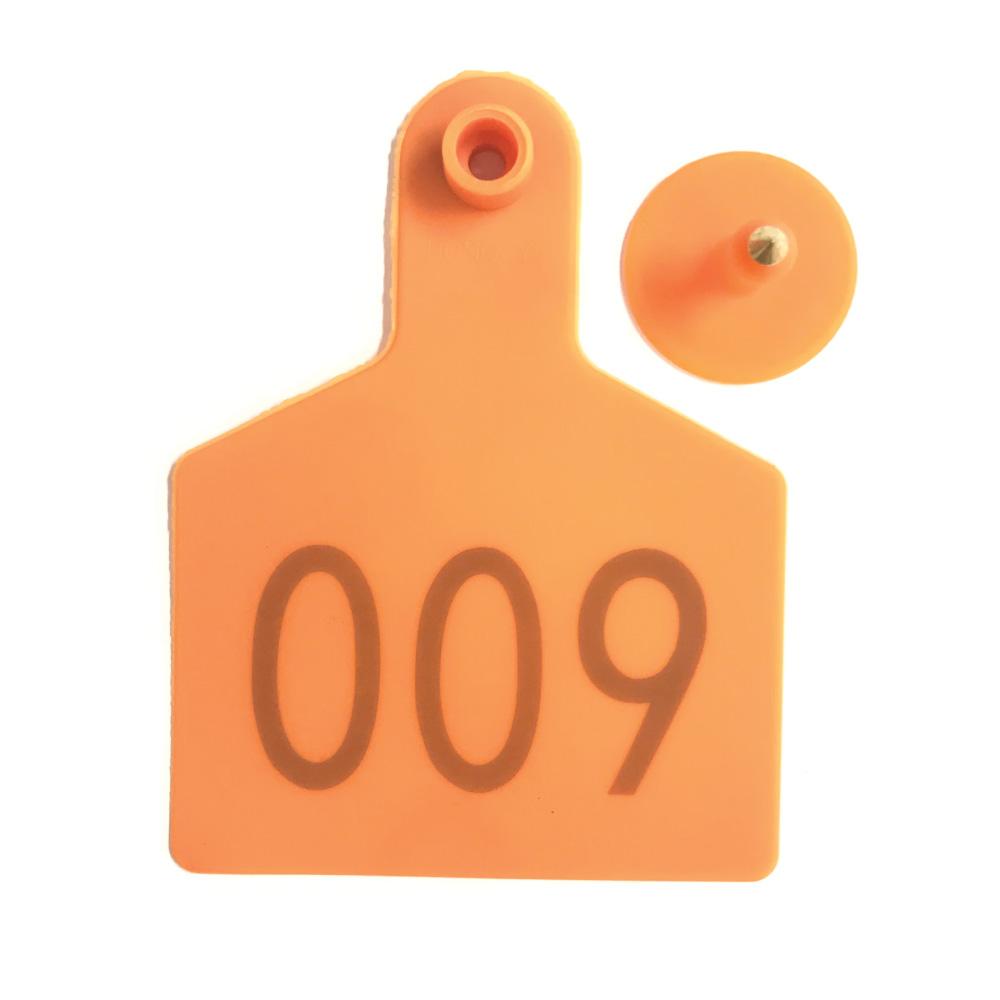 1-100 Cattle Number Ear Tags 7.5x10cm Set - XL Orange Cow Sheep Livestock Labels-0